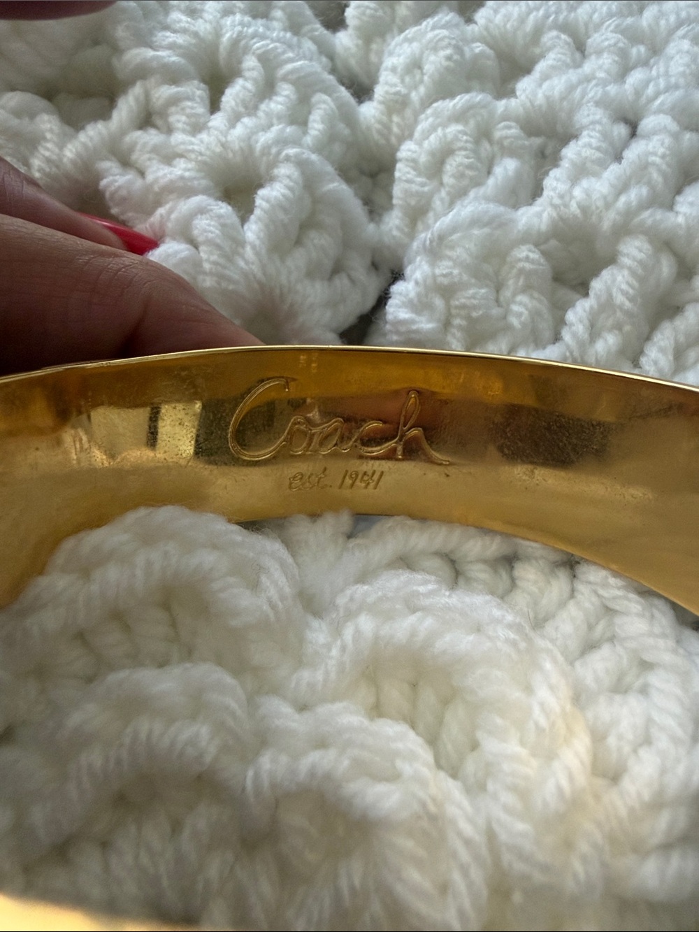 Coach Gold and Brown Signature Enamel Bangle Bracelet - Picture 2 of 4